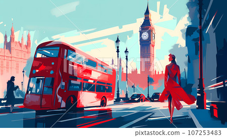 Illustration of the beautiful city of London. United Kingdom 107253483
