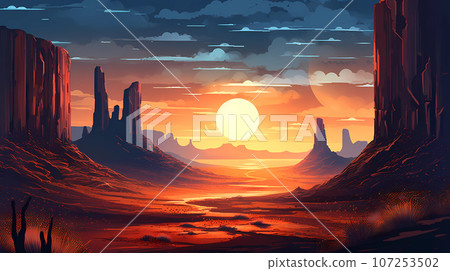 Illustration of a beautiful view of the canyon, USA 107253502