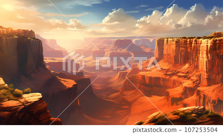 Illustration of a beautiful view of the canyon, USA 107253504