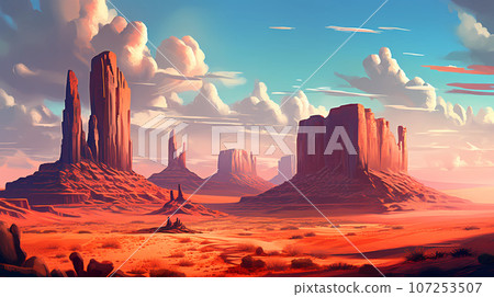 Illustration of a beautiful view of the canyon, USA 107253507