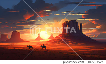 Illustration of a beautiful view of the canyon, USA 107253524