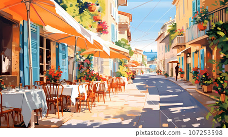 Beautiful summer day in a small town by the sea 107253598