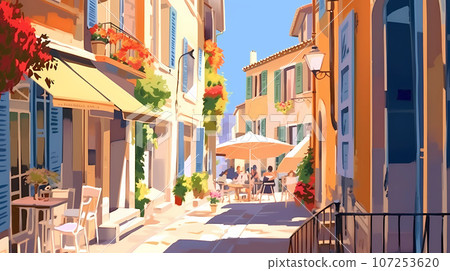 Beautiful summer day in a small town by the sea 107253620