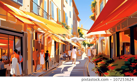 Beautiful summer day in a small town by the sea 107253624