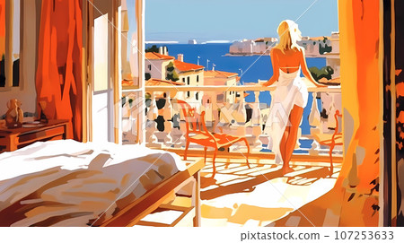 Beautiful summer day in a small town by the sea Beautiful summer day in a small town by the sea 107253633
