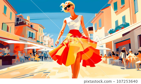 Beautiful summer day in a small town by the sea 107253640