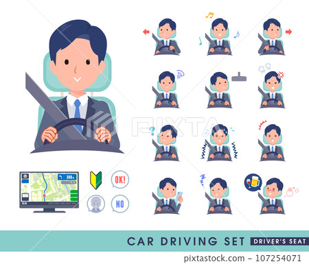 Set of sales consultant men driving a car 107254071