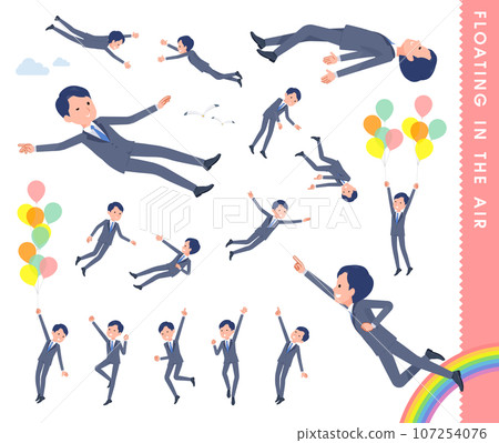 Set of sales consultant men floating in the air 107254076