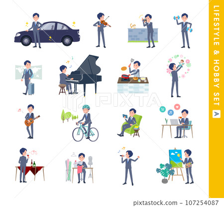 Set of sales consultant men about hobbies and lifestyle. A type 107254087