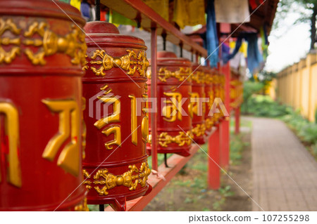 prayer wheels at the Datsan Gunzechoinei Buddhist temple 107255298