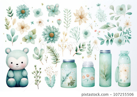 Cute bears with flowers Cute bears with flowers 107255506