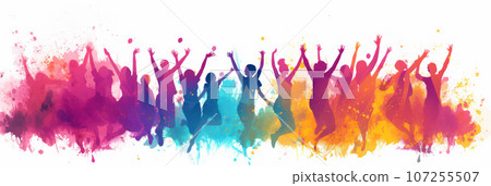 Cheerful people rejoice at the annual Holi Cheerful people rejoice at the annual Holi 107255507