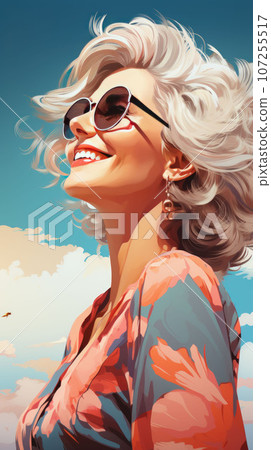 Happy woman 50-60 years old smiling Happy woman 50-60 years old smiling 107255517