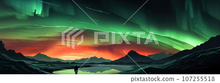 Beautiful colorful northern lights Beautiful colorful northern lights 107255518