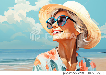 Happy woman 50-60 years old smiling Happy woman 50-60 years old smiling 107255519