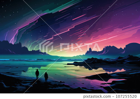 Beautiful colorful northern lights Beautiful colorful northern lights 107255520