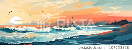 Ocean waves near the coast Ocean waves near the coast 107255868