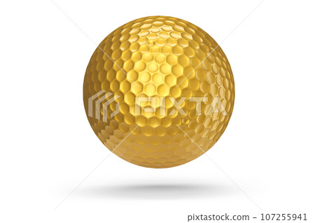 Gold golf ball isolated on white background 107255941