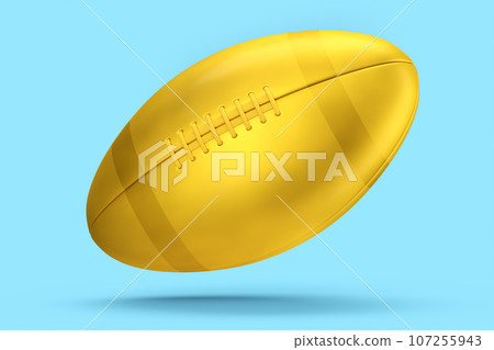 Gold american football ball isolated on blue background 107255943