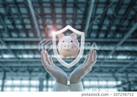 Concept of protecting financial savings. Concept of protecting financial savings. 107256752
