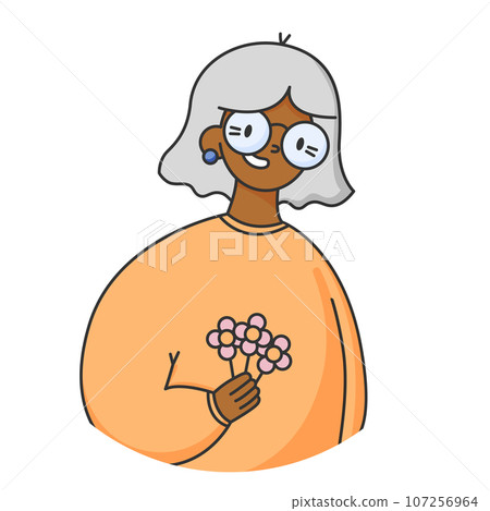 Avatar of senior elderly woman isolated 107256964