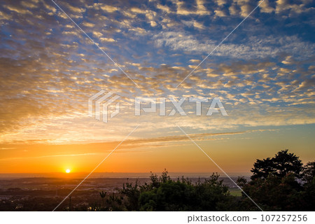 [Autumn sky image] Sunrise with scaly clouds 107257256