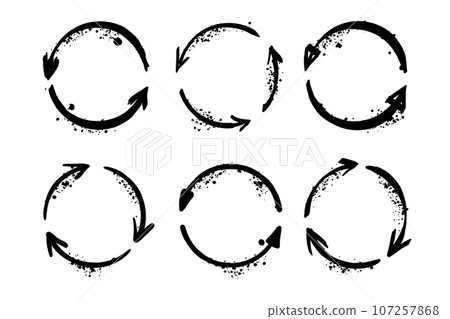 Recycle Logo. Natural reuse arrow, environment sign, trash and waste recycling. Eco Graffiti aerosol symbol. Natural Reusable spray brush illustration. Set of ecological ink doodle Recycle Logo. Natural reuse arrow, environment sign, trash and waste recycling. Eco Graffiti aerosol symbol. Natural Reusable spray brush illustration. Set of ecological ink doodle 107257868