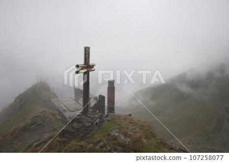 fog in the alpine mountains fog in the alpine mountains 107258077
