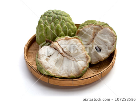 Custard apple fruit on white background. 107258586