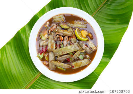 Lotus stem spicy salad. Thai food recipes Lotus stem spicy salad. Thai food recipes 107258703