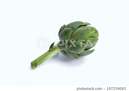Fresh artichoke on white background 107259083