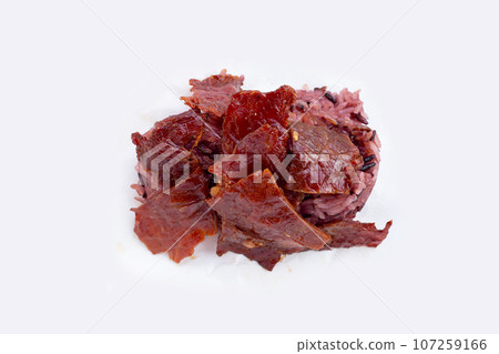Black sticky rice with fried dried beef 107259166