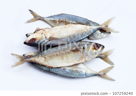 Salted fish on white background. Salted fish on white background. 107259240