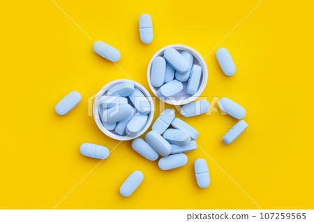"PrEP" ( Pre-Exposure Prophylaxis) used to help protect people from HIV, yellow background. "PrEP" ( Pre-Exposure Prophylaxis) used to help protect people from HIV, yellow background. 107259565