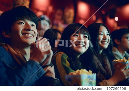 People watching a movie at a movie theater 1 AI-generated image People watching a movie at a movie theater 1 AI-generated image 107260306