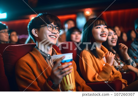 People watching movies at the cinema 2 AI generated image People watching movies at the cinema 2 AI generated image 107260307