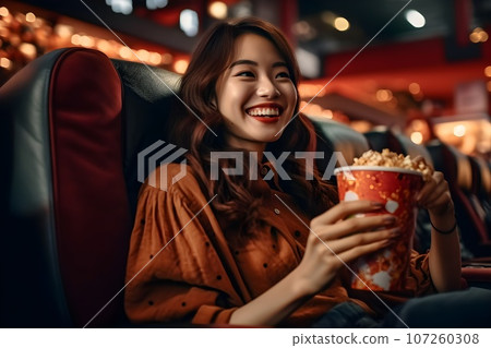 People watching a movie at a movie theater 3 AI-generated image 107260308