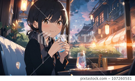 [AI 生成圖像] 在咖啡館喝茶的女孩 5 107260581