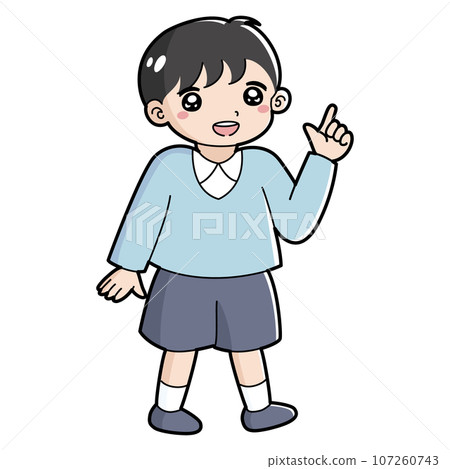 一個男孩用手指指著的插圖 一個男孩用手指指著的插圖 107260743