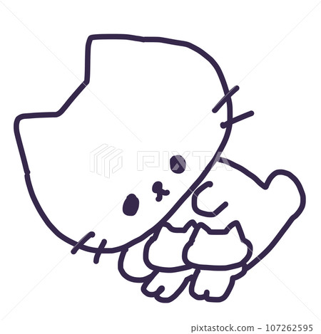 Illustration of cute white color mother cat and kitten breastfeeding their baby Illustration of cute white color mother cat and kitten breastfeeding their baby 107262595