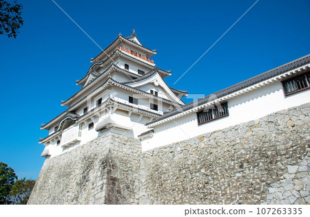Karatsu Castle, Karatsu City, Saga Prefecture | You can see the bright blue Karatsu Bay and Genkai Sea from the chalk castle tower that stands out against the blue sky. 107263335