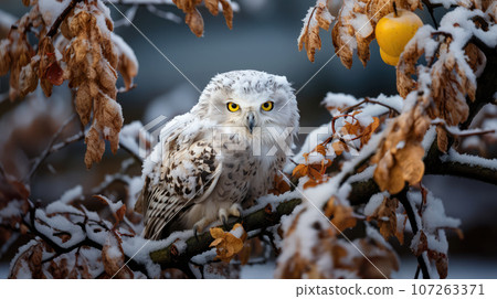 Arctic Watchers Owls Surveying Their Snow-Covered Realm Arctic Watchers Owls Surveying Their Snow-Covered Realm 107263371