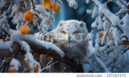 Enchanted Snowscapes Owls in their Frozen Treetop Haven Enchanted Snowscapes Owls in their Frozen Treetop Haven 107263372