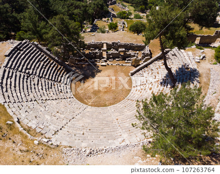 Aerial photo of Arykanda theatre, remains of ancient city in Turkey Aerial photo of Arykanda theatre, remains of ancient city in Turkey 107263764