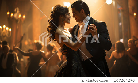 Ballroom dance scene in the ballroom 107264276
