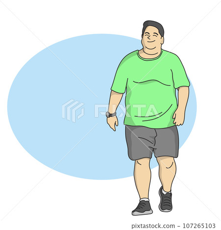 full length of fat man standing illustration vector hand drawn isolated on blue background full length of fat man standing illustration vector hand drawn isolated on blue background 107265103
