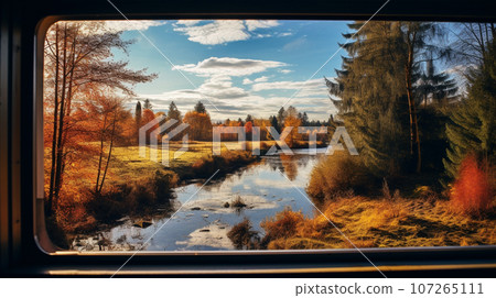 從火車窗外看到的秋天景色 107265111