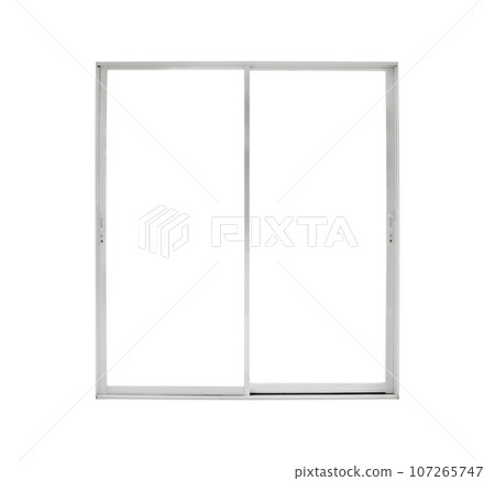 Real modern house door window frame isolated on white background 107265747