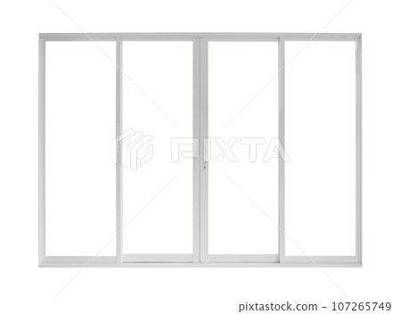Real modern house door window frame isolated on white background Real modern house door window frame isolated on white background 107265749