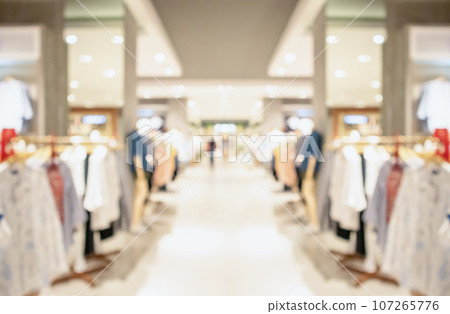 Abstract blur clothing boutique display interior of shopping mall background Abstract blur clothing boutique display interior of shopping mall background 107265776
